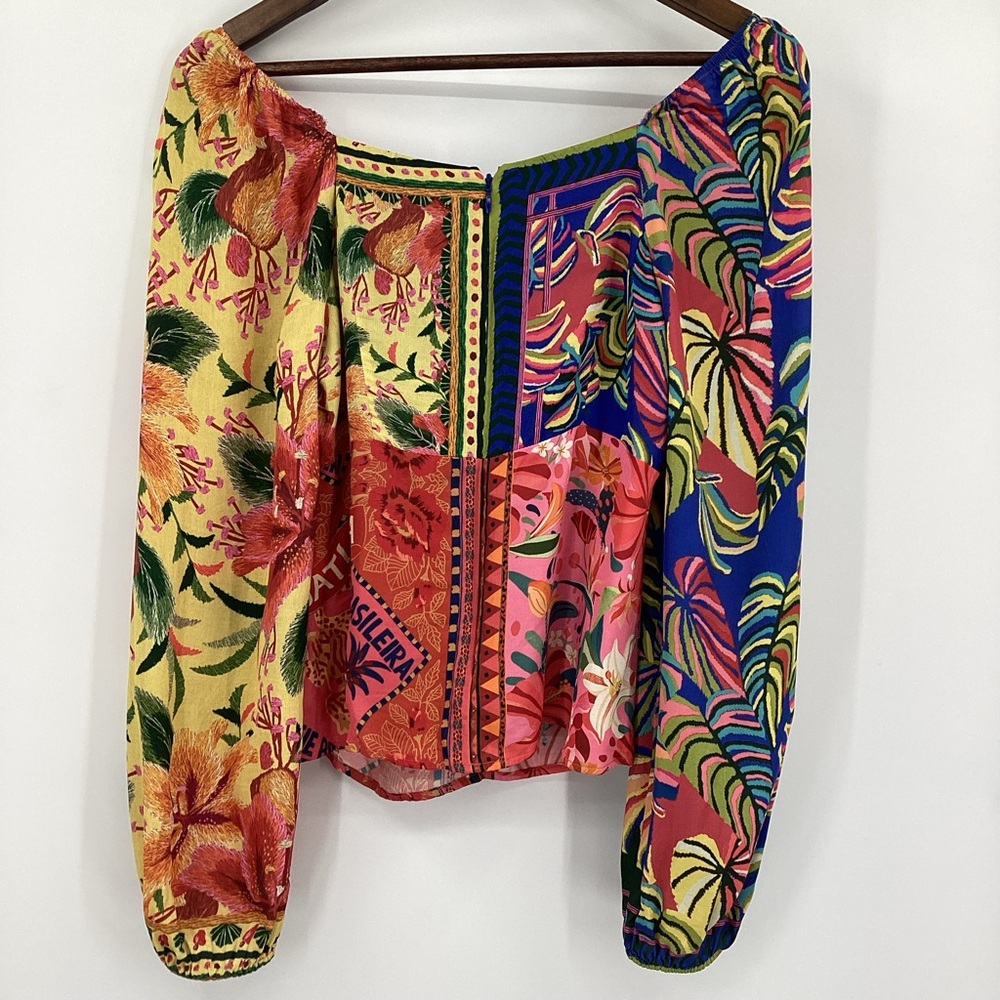 FARM Rio Multicolor Tropical Floral Long-Sleeve Blouse - Picture 3 of 13